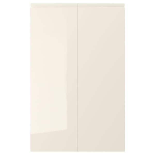 VOXTORP ヴォックストルプ 扉 コーナーベースキャビネット用 部品2個, 左/ハイグロス ライトベージュ, 25x80 cm