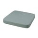 An ÅKERVINDEFLY chair pad in green, made of recycled polyester and memory foam, with a rectangular shape and a non-slip backing.
