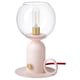 ÅSKMULLER lamp: blush pink, round glass shade, brass accents, modern vintage design.