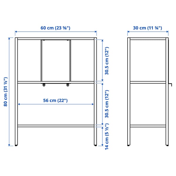 Illustration with measurements for the product: BAGGEBO.