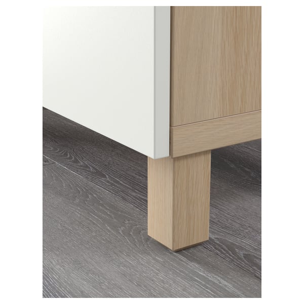 Modern wooden cabinet with light oak finish. Sleek legs, soft-close drawers, and minimalist design.