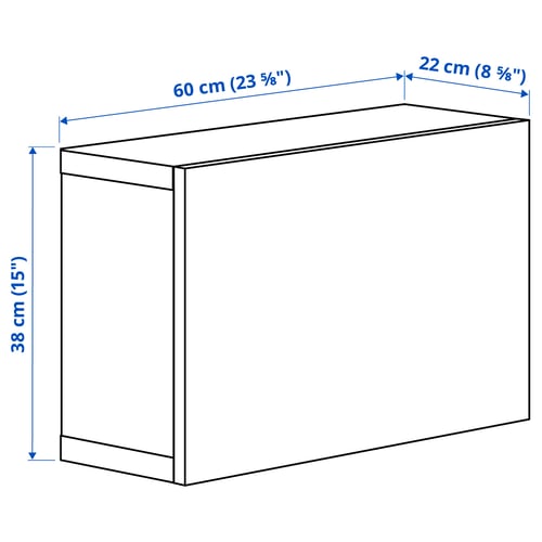 Illustration with measurements for the product: BESTÅ.