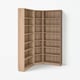 BILLY bookcase: light brown, wooden, l-shape, tall, empty shelves.