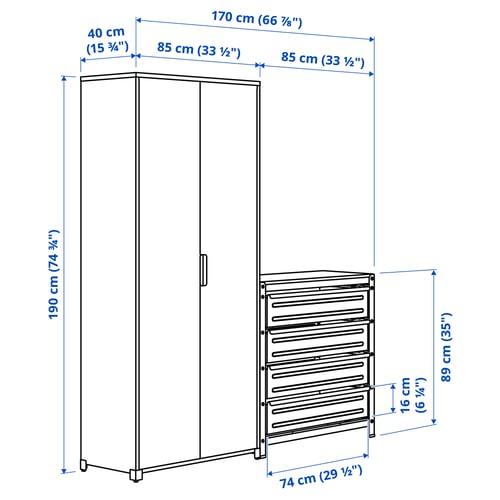 Illustration with measurements for the product: BROR.