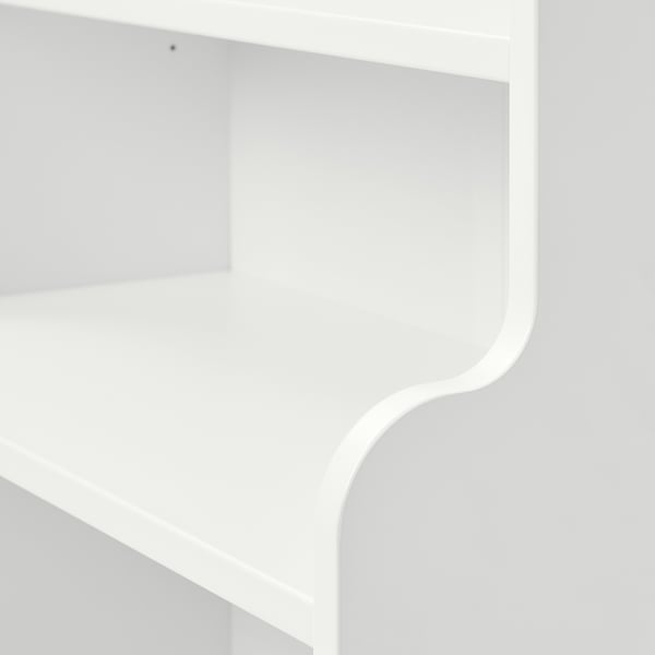White minimalist bookcase with clean lines and adjustable shelves.