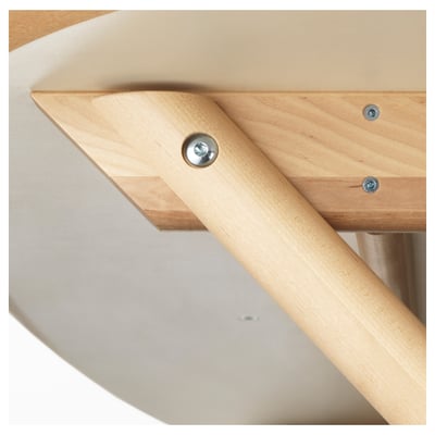 Image shows a well-constructed wooden chair base with metal bolts for stability, highlighting its durability and robust design.