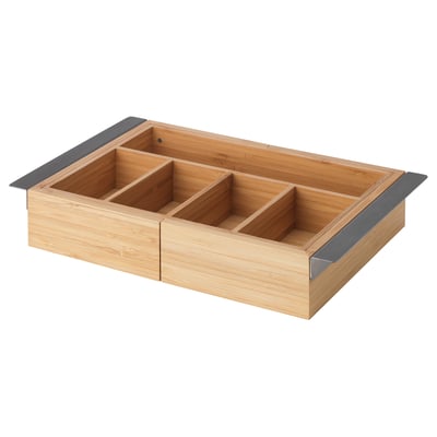 Wooden DRAGAN organiser, 3 compartments, bamboo & stainless steel.