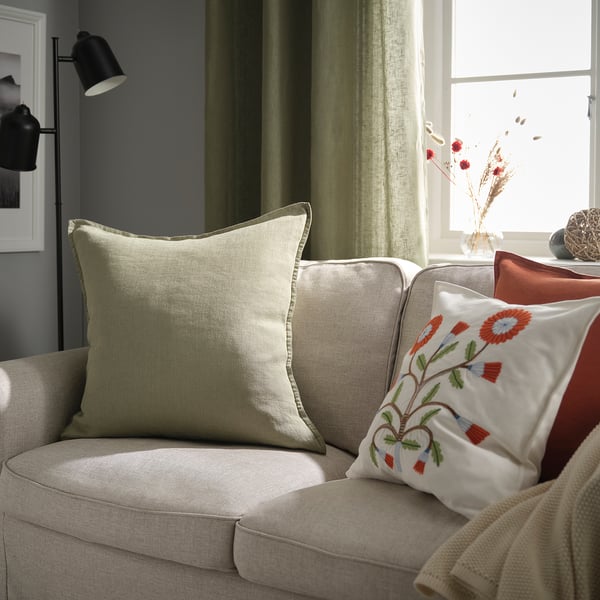 DYTÅG Cushion cover, grey-green, 65x65 cm
