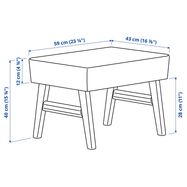 EKENÄSET Footstool, oak effect/Kilanda light beige