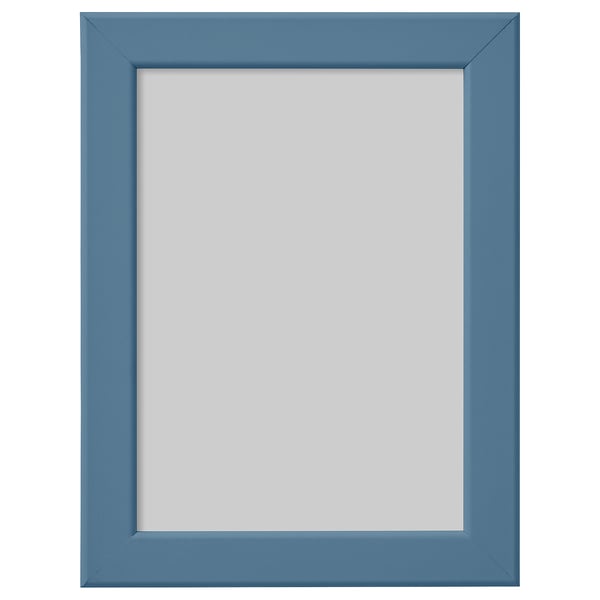 Blue rectangular picture frame, simple design, made from fiberboard, suitable for wall hanging or table display.