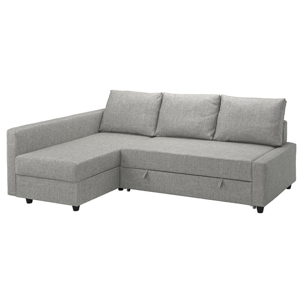 Modern grey convertible l-shaped sofa with built-in storage.
