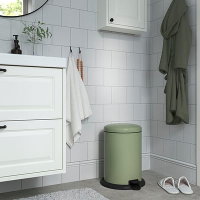 GÅNGSKYFFEL Pedal bin, grey-green, 18 l