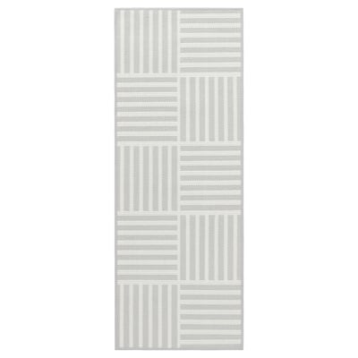 GATUSEKTION grey-white kitchen mat, striped pattern, rectangular, machine washable.