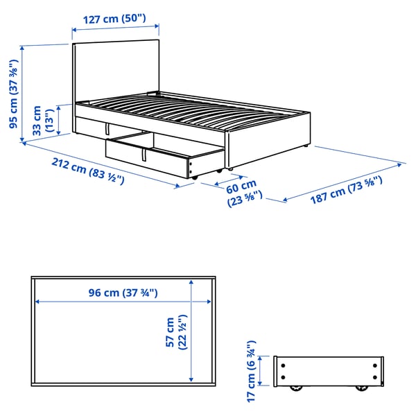 Illustration with measurements for the product: GLADSTAD.