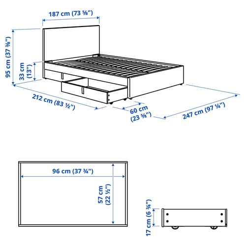 Illustration with measurements for the product: GLADSTAD.