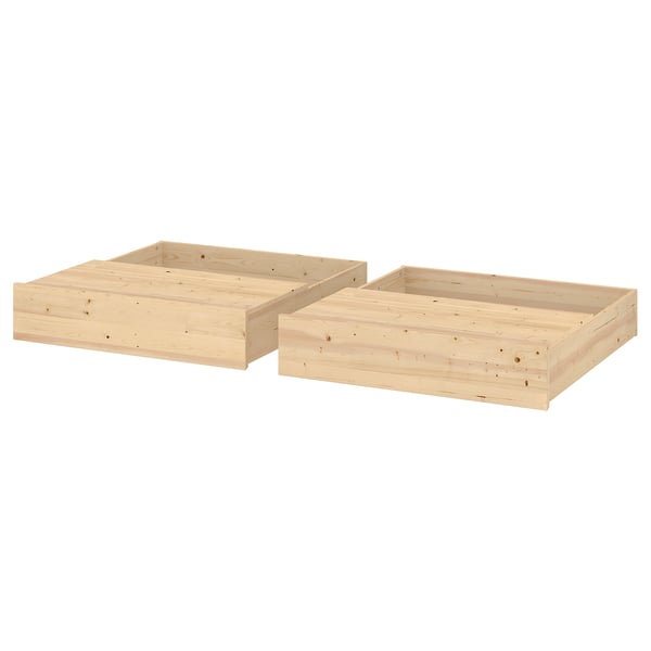 GLAMBERGET 2 bed storage boxes and 2 trays, pine