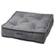 A grey GURLI floor cushion. Its square-shaped with a soft, quilted design and made from sustainable cotton and recycled polyester.