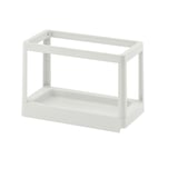 A white HÅLLBAR pull-out waste sorting frame made of recycled polypropylene with steel runners, designed for kitchen cabinet use.