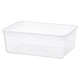 IKEA 365+ clear plastic container for food storage, rectangular shape, transparent design.