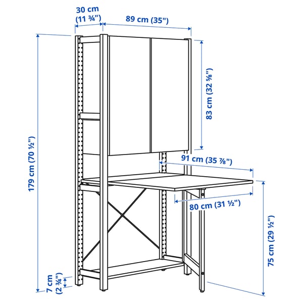 Illustration with measurements for the product: IVAR.