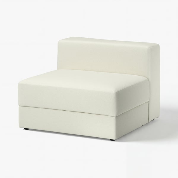 JÄTTEBO cream sofa module, clean lines, upholstered in boucle fabric.