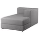 JÄTTEBO grey modular sofa with chaise longue. Soft fabric, clean lines, angled backrest, storage seat.