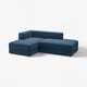 Blue modern l-shaped sectional sofa with modular design, deep seats, and under-seat storage.