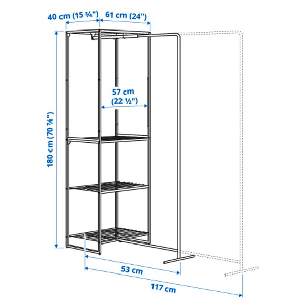 Illustration with measurements for the product: JOSTEIN.
