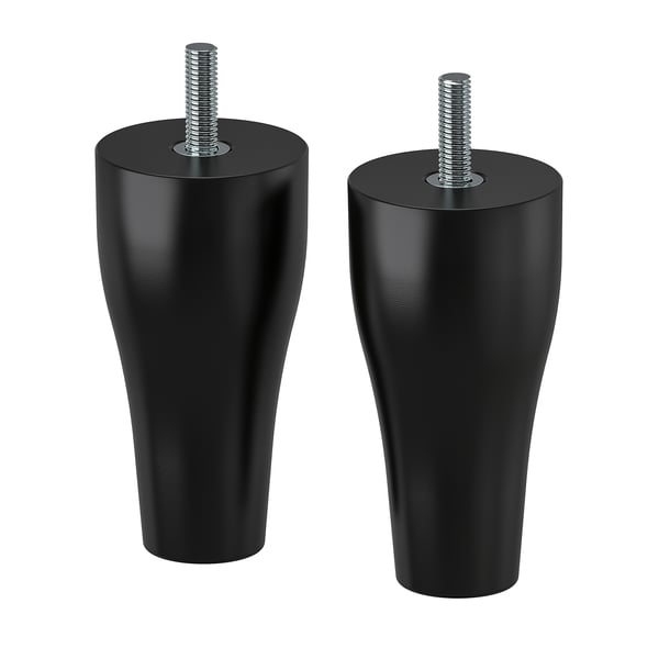 Two black KABBARP wooden legs with metal screws, featuring curved design.