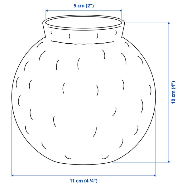 KONSTFULL Vase, clear glass/patterned, 10 cm