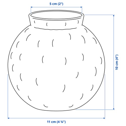 KONSTFULL Vase, clear glass/patterned, 10 cm