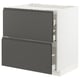 A modern, dark grey kitchen cabinet with two drawers. Part of the METOD system, it sleek handles and sturdy construction.
