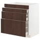 Ikea METOD kitchen unit. White frame with dark brown wood drawers, four pull-out drawers.