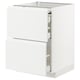 White METOD kitchen cabinet with two drawers. Modern, minimalist design. Glossy flat surfaces.