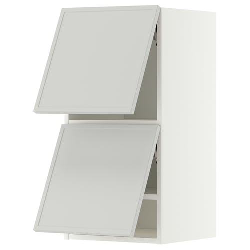 METOD Wall cabinet horizontal w 2 doors, white/Aspudden light grey, 40x37x80 cm