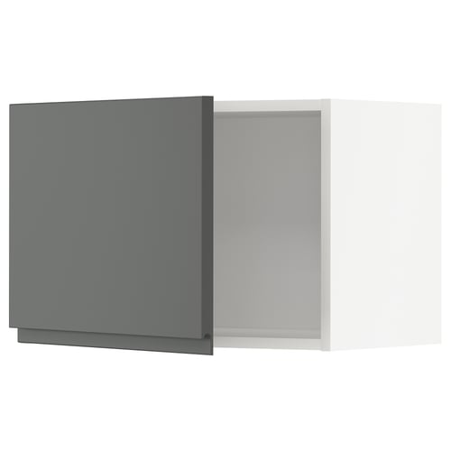 Modern grey kitchen units with sleek dark grey handles. Square, flat-pack design.