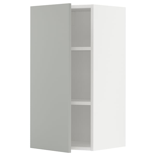 White ikea METOD wall cabinet, light grey, rectangular, 2 shelves.