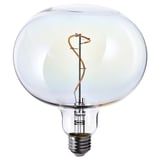 Ikea MOLNART led bulb, warm light, clear glass, ellipse-shaped, spiral filament design.