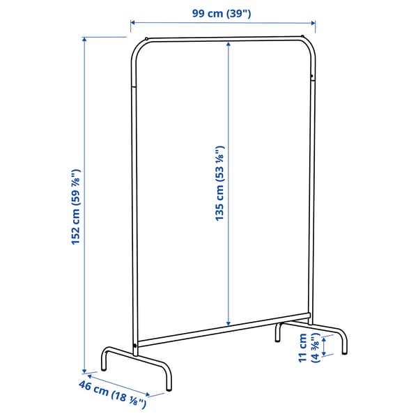 Illustration with measurements for the product: MULIG.