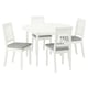 NÄSINGE: white round dining table with 4 matching chairs, cushioned seats.