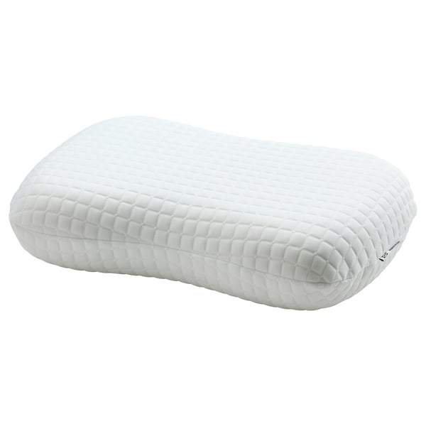 NORDSTÅLÖRT: white, memory foam pillow for back/side sleepers, quilted cover.
