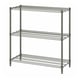 Green metal wire storage rack, 3-tier design, sturdy and industrial.