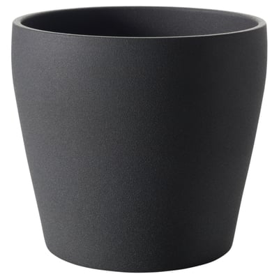 Black cylindrical PERSILLADE planter with textured finish