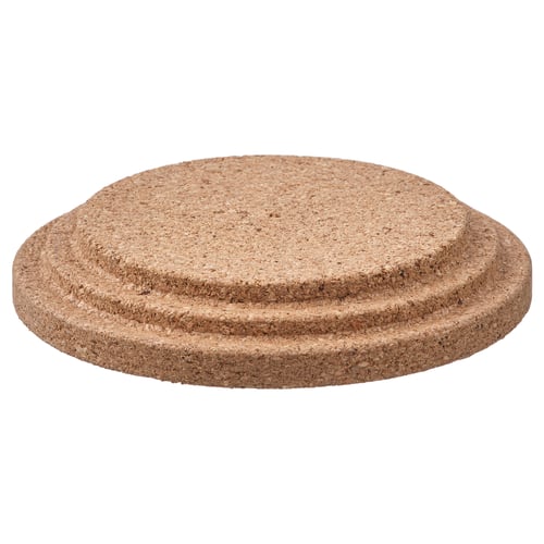 RÖNNSPIREA cork lid, round, natural brown, fits scented candles, bevelled edges.