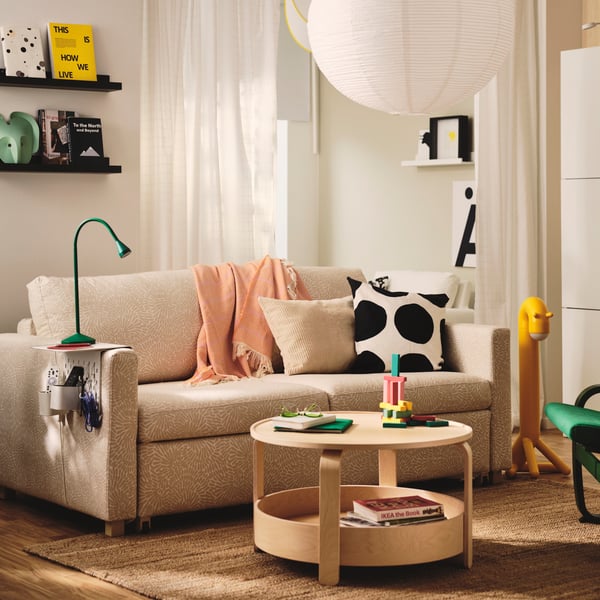 SALTSJÖBADEN 2-seat sofa-bed, Vittangi light beige/white