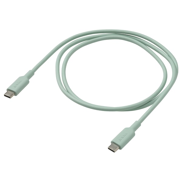 A light green usb-c charging cable named SITTBRUNN, made of flexible tpe plastic, suitable for various electronic devices.