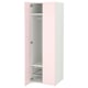 A SMÅSTAD tall wardrobe in light pink with a white interior, featuring shelves and a hanging rod.