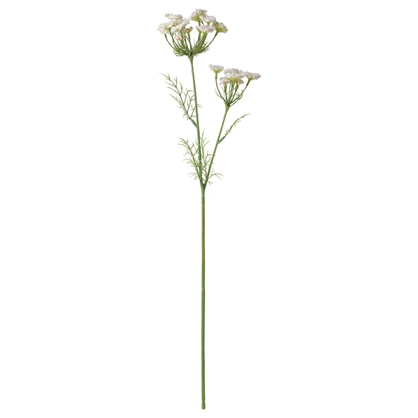 A SMYCKA flower stem, white, made with recycled plastic, featuring delicate flowers, green stem, and slender leaves.