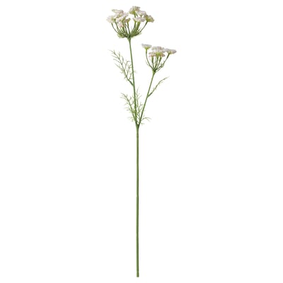 A SMYCKA flower stem, white, made with recycled plastic, featuring delicate flowers, green stem, and slender leaves.