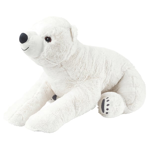 Cuddly white polar bear cuddly toy, soft, huggable, perfect for comfort.
